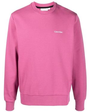 Calvin Klein Round-Collar Long-Sleeve Hoodie - Pink