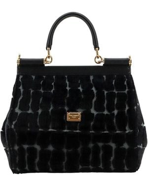 Dolce & Gabbana Logo Plate Top Handle Bag - Black