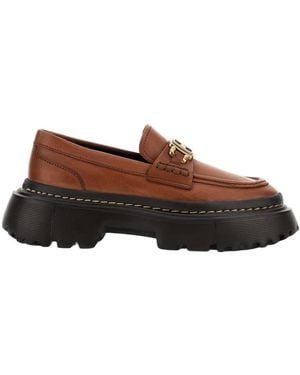 Hogan H619 Slip-On Loafers - Brown