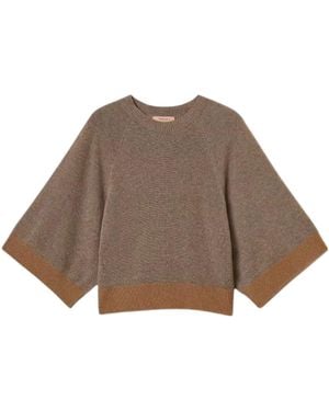 Twinset Ribbed Knit Sweater - Brown