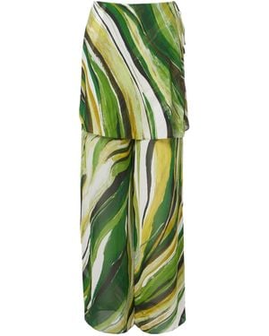 Christopher Esber Printed Silk Wide-Leg Pants - Green