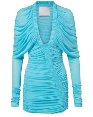 Christopher Esber Orion Ruched Sheer Minidress - Blue