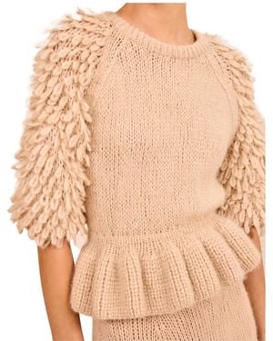 Ulla Johnson Hand-Knitted Alpaca Crew Neck Sweater - Natural
