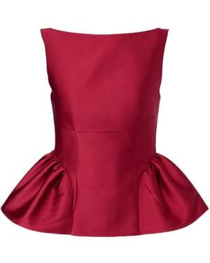 Roland Mouret Peplum Taffeta Top - Red