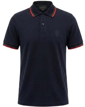 Gucci Embroidered Cotton Piqué Polo Shirt - Black
