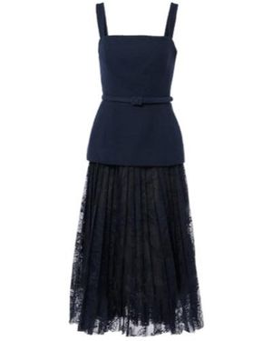 Oscar de la Renta Cotton-Blend Tweed And Guipure Maxi Dress - Blue