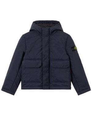 Stone Island Hooded Parka Jacket - Blue