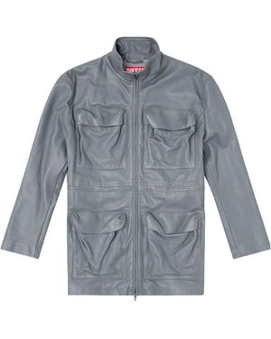 DIESEL L-Wen Leather Jacket - Blue