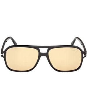 Tom Ford トムフォード アイウェア ジオメトリックフレーム ダブルブリッジ サングラス - Metallic