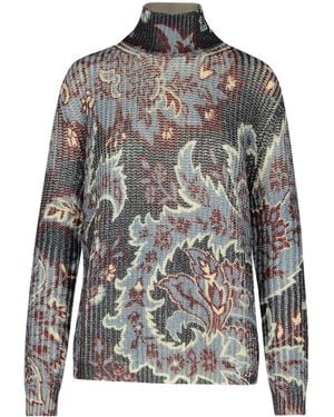 Etro Paisley Printed Turtleneck Jumper - Grey