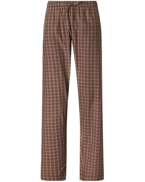 Tekla Comfortable Plaid Pajama Pants - Brown