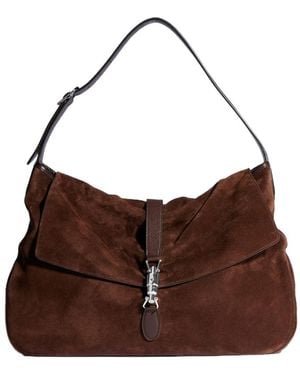 Gucci Jackie Flap Large Crossbody Bag - Brown