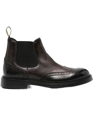 Doucal's Perforated-Embellished Boots - Black