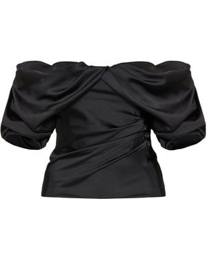 McQueen Off-The-Shoulder Draped Top - Black