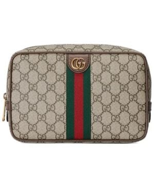 Gucci Web Striped Toiletry Case - Gray