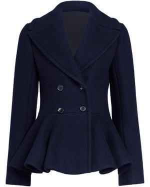 Alaïa Peplum Wool Caban - Blue