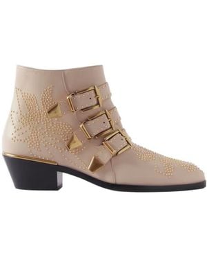 Chloé Susanna Studded Triple-Strap Boots - Brown