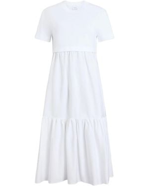 Patou Short-Sleeves Midi Dress - White