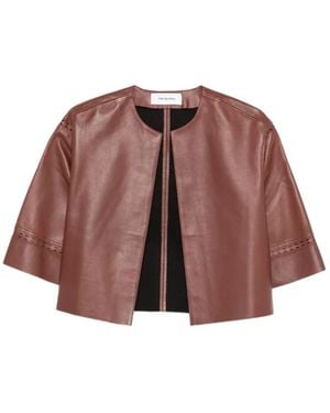Yves Salomon Laser-Cut Lambskin Jacket - Brown