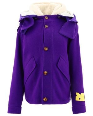 Off-White c/o Virgil Abloh Buttoned Long-Sleeved Reversible Jacket - Purple