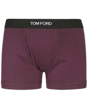 Tom Ford Logo-Waistband Cotton Boxers - Purple