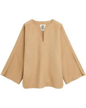 By Malene Birger Wide-Sleeved Wool Blouse - Natural