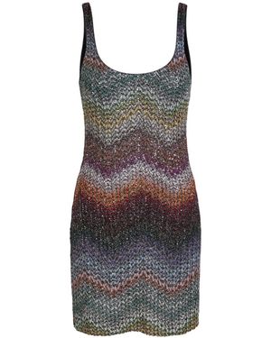 Missoni Sequin-Embellished Zigzag Metallic-Knit Mini Dress - Multicolor