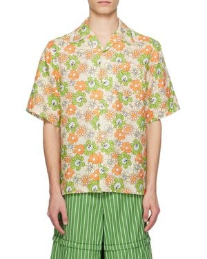 Marni Floral Printed Bowling Shirt - Green
