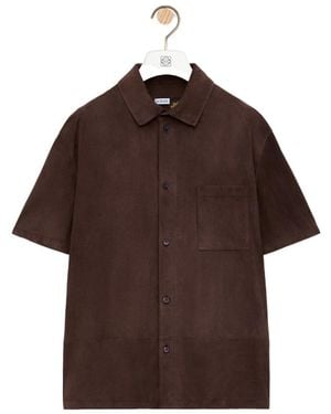 Loewe Short-Sleeved Goatskin Suede Shirt - Brown