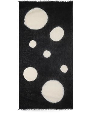 Yohji Yamamoto Polka-Dot Frayed Scarf - Black