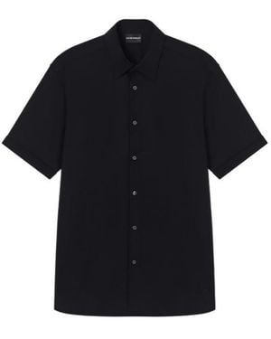 Emporio Armani Button-Up Short-Sleeved Shirt - Black