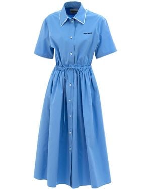 Miu Miu Poplin Shirt Dress - Blue