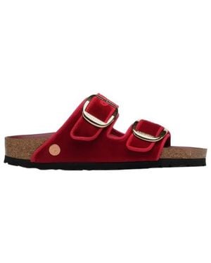 Birkenstock Arizona Big Buckle Piping Rivet Logo - Red