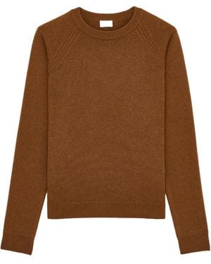 Saint Laurent Cassandre Crewneck Jumper - Brown