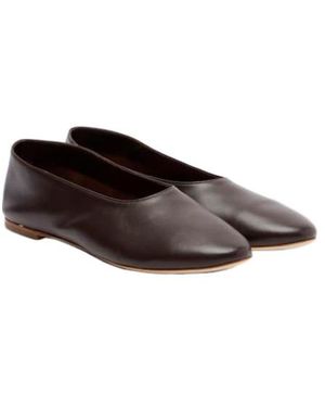 STAUD Alba Leather Ballet Flats - Brown