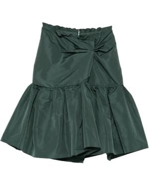 N°21 Ruffled-Trim Twisted Midi Skirt - Green