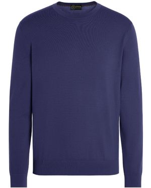ZEGNA Ink Vellus Aureum Crewneck - Blue