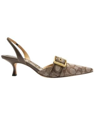 COACH Monogram-Jacquard Slingback Sandals - Metallic