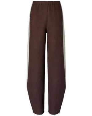 Tory Burch Stripe Zip Japanese Jersey Pants - Brown