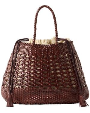 Dragon Diffusion Woven Leather Tote - Brown