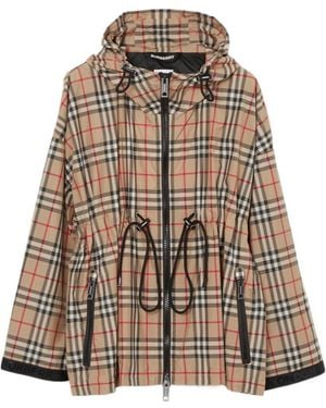 Burberry Checked Drawstring Jacket - Brown