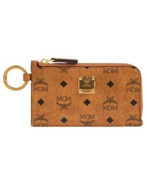MCM Zipper Card Holder - Brown
