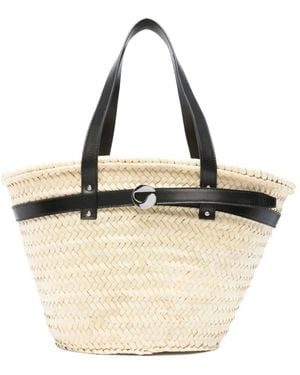 Coperni Logo-Plaque Top Handle Bucket Bag - Natural