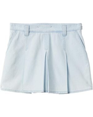 Miu Miu Pleated Chambray Skirt - Blue