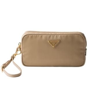 Prada Re-Edition 1978 Re-Nylon And Saffiano Leather Pouch - Natural
