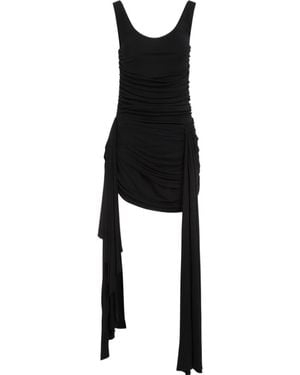 Mugler Draped Mini Dress With Side Trains - Black
