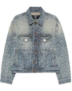 Balmain Monogram Denim Jacket - Blue