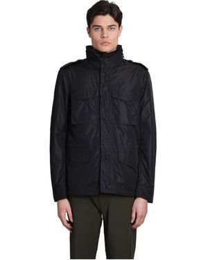 Aspesi Minifield Logo Patch Hooded Jacket - Black