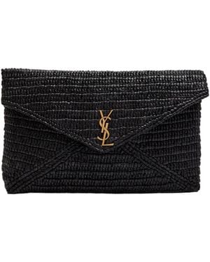 Saint Laurent Envelope Suede Pouch - Black