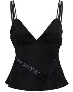 MSGM Lace Satin Camisole - Black